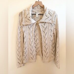 Cotton Country by Parkhurst Cotton Flax Linen Knitted Crocheted Cardigan Medium